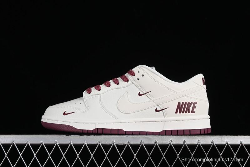 Nike SB Dunk Low Collaboration Three Swooshes Rice Wine Red Color Low-Top Casual Skateboarding Shoes - NK5639-322