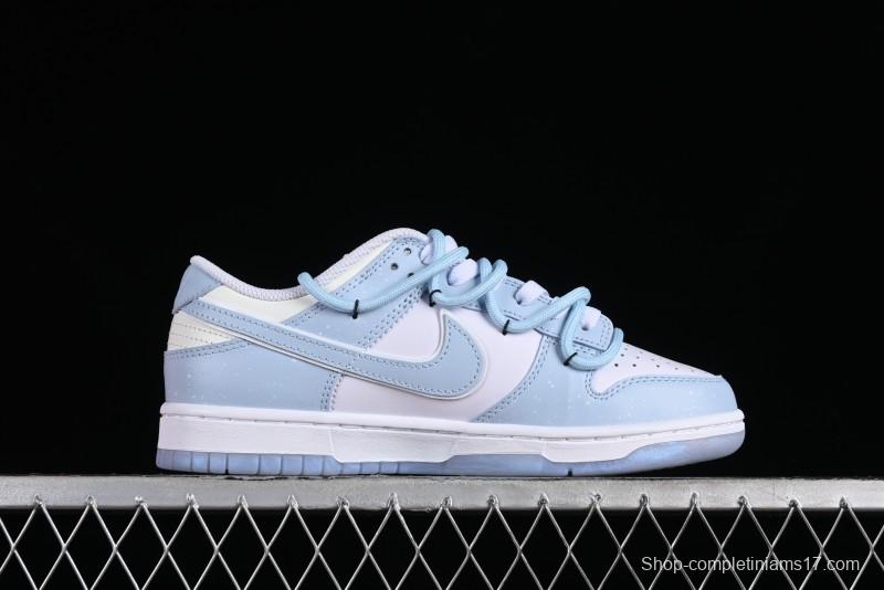 Nike Dunk Low SB Casual Sneakers in Light Blue with Sea Salt Lime Accents - FJ7743-194