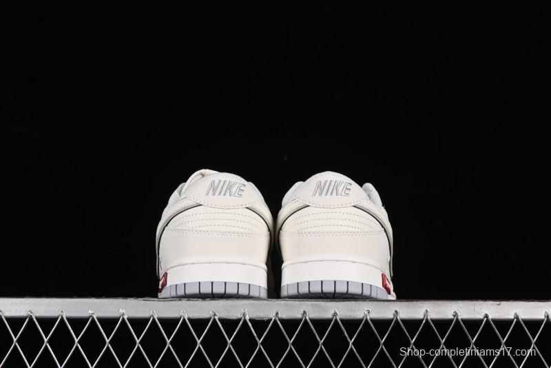 Nike SB Dunk Low Supreme Collaboration - Light Grey Anniversary Customized Low-Top Casual Skate Shoes - DJ2024-005