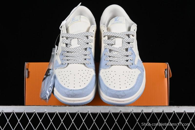 Nike Travis Scott x Fragment Design x Jordan Air Jordan 1 Low OG SP AJ1 LV Peacock Blue Low-top Casual Sneakers - LJ5188-003