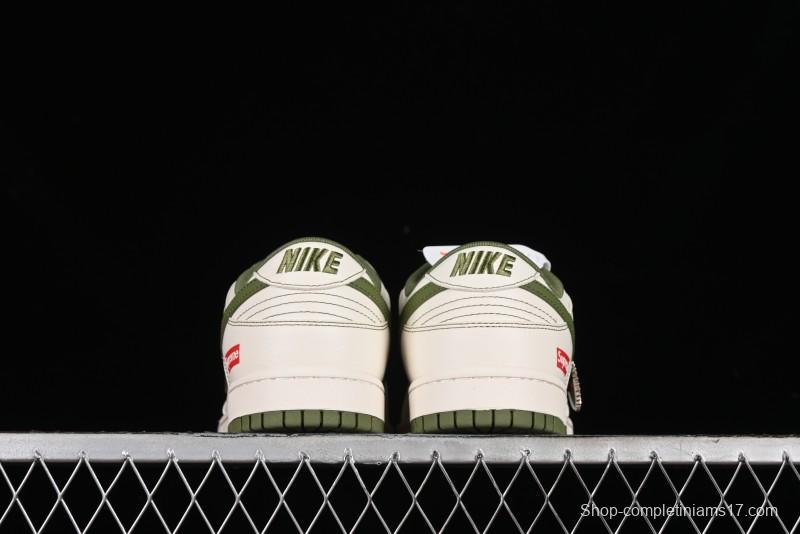 Nike SB Dunk Low Supreme Collaboration - Military Green Double Swoosh Anniversary Custom Low-Top Casual Sneakers - XX2025-319