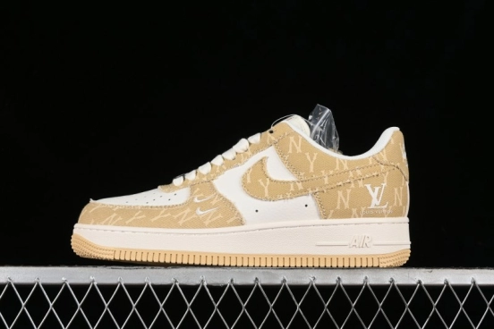 Nike Air Force 1 '07 Low LV Collaboration - Khaki Double Swoosh Low-Top Casual Sneakers - HD1968-027