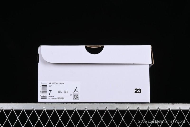 Nike Air Jordan 1 Low "Black Croc" Casual Sneakers with Crocodile-Embossed Leather - HJ7743-010