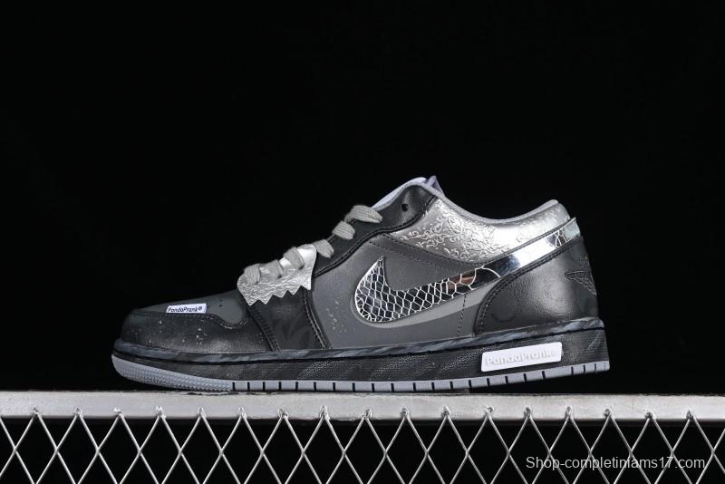 Nike Air Jordan 1 Low AJ1 Panda Prank Modern Gray Silver Black Low-top Casual Sneakers - 553560-053