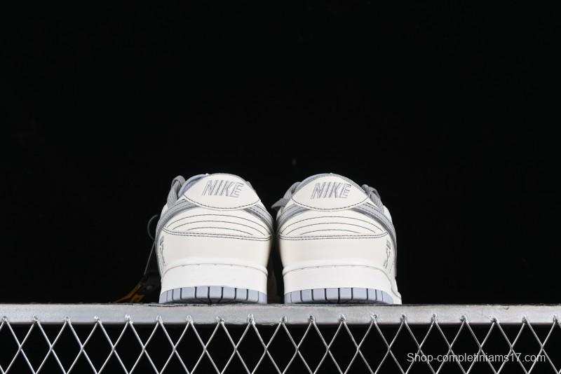 Nike SB Dunk Low OFF-WHITE Collaboration - Light Beige Grey Check Anniversary High-End Custom Low-Top Casual Sneakers - DJ2024-001