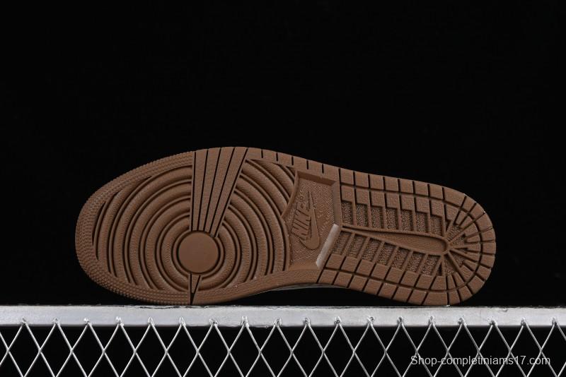 Nike Travis Scott x Fragment Design x Jordan Air Jordan 1 Low OG SP AJ1 LV Light Brown Print Casual Sneakers - SJ2068-102