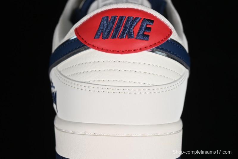 Stussy x Nike SB Dunk Low Anniversary Custom Sneakers with Blue Swoosh - DQ1098-379