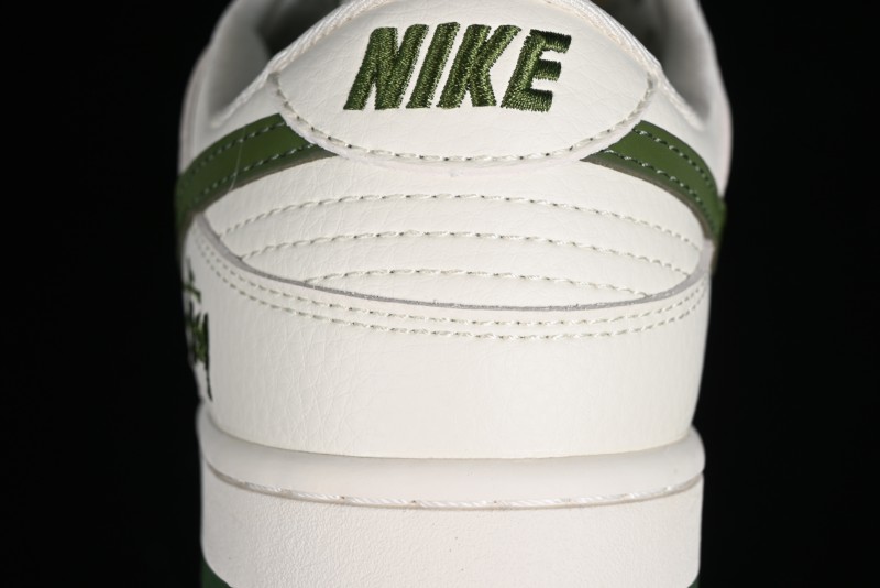 Nike SB Dunk Low Stussy Collaboration - Green Floral Anniversary Custom Low-Top Casual Skate Shoes - CF3688-008