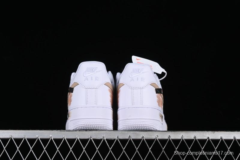 Nike Air Force 1 '07 Low Casual Sneakers with Anime-Inspired Hand-Painted Design, Broken Swoosh Shadow Effect, Brown/Black - CW2288-111