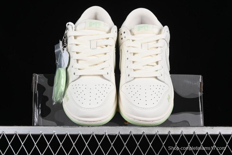 Nike SB Dunk Low Bape Collaboration - Apple Green Anniversary High-End Custom Low-Top Casual Skate Shoes - CF3688-010
