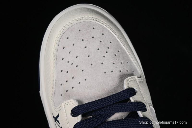 Nike SB Dunk Low LV Collaboration - Suede Navy Blue Anniversary High-End Custom Low-Top Casual Skate Shoes - FC1688-134