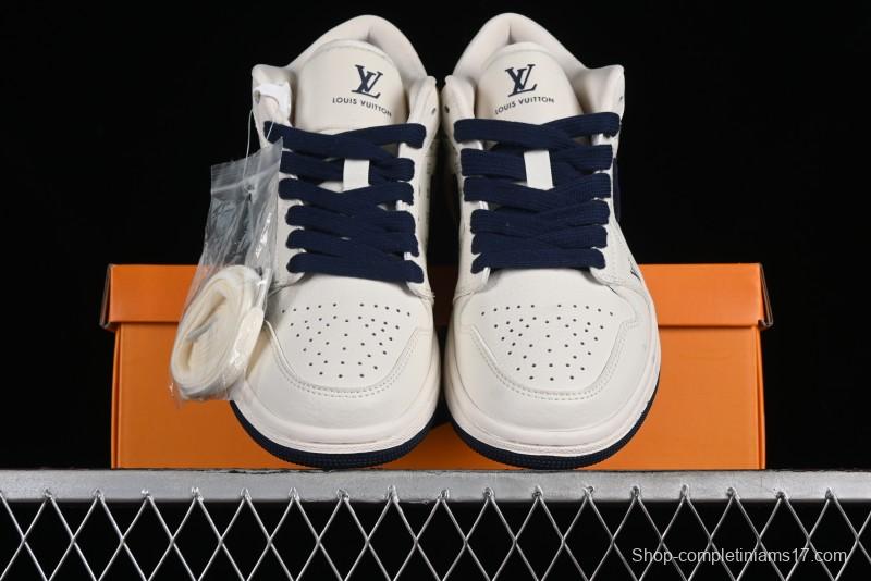 Nike Air Jordan 1 Low LV Collaboration Retro Casual Sneakers in Beige Orange - WG8850-001