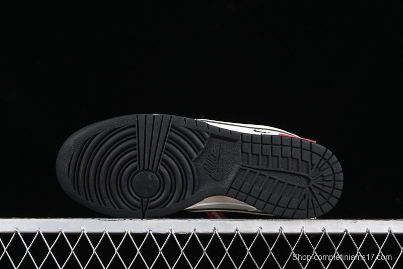 Nike SB Dunk Low Supreme Collaboration - Beige Black Mini Swoosh Anniversary High-End Custom Low-Top Casual Skate Shoes - DJ2024-006