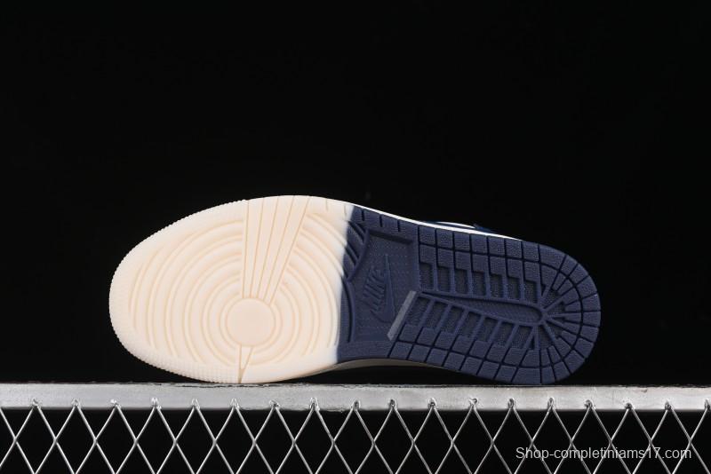 Nike Travis Scott x Fragment Design x Air Jordan 1 Low OG SP AJ1 Gucci Collaboration - Silver Logo Blue Swoosh Low Top Casual Sneakers - XY2688-118