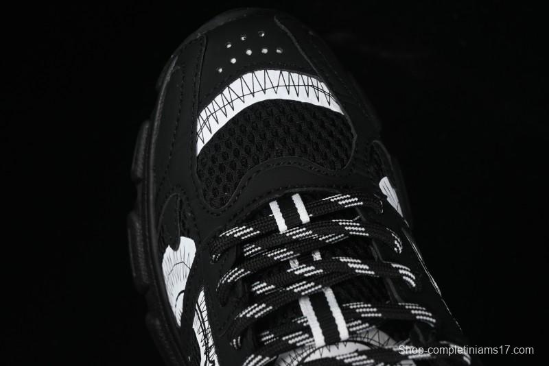 Dior Chrono Round Toe Lace-Up Lifestyle Casual Running Sneakers - 6865 BLACK WHITE