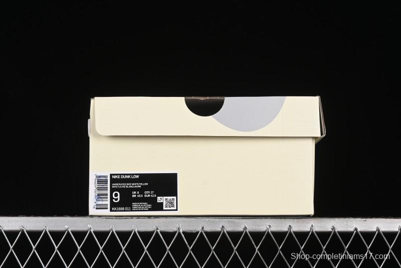 Nike SB Dunk Low UN Collaboration - Off White & Yellow Swoosh Anniversary Customized Low-Top Casual Skate Shoes - KK1688-011