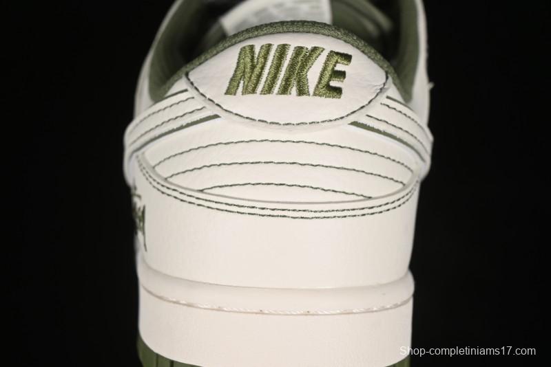 Nike SB Dunk Low Stussy Collaboration - Beige Green Anniversary High-End Custom Low-Top Casual Skate Shoes - BB1818-102