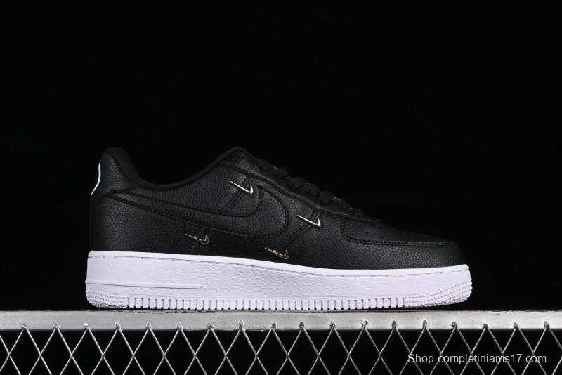 Nike Air Force 1 '07 Low Black Gold Swoosh Casual Sneakers - CT1990-001