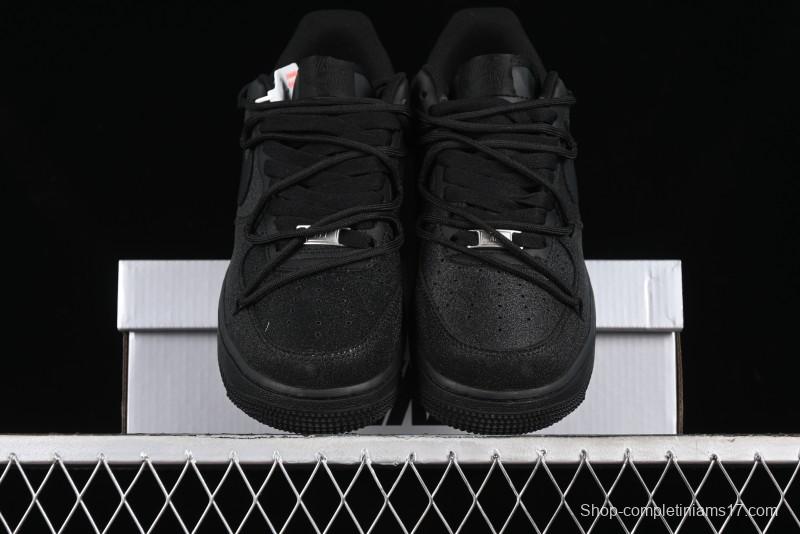 Nike Air Force 1 '07 Low Cleanfit High Street Retro Style All Black Star-Studded Diamond Accents Lace-Up Low-Top Casual Sneakers - ZH0316-030
