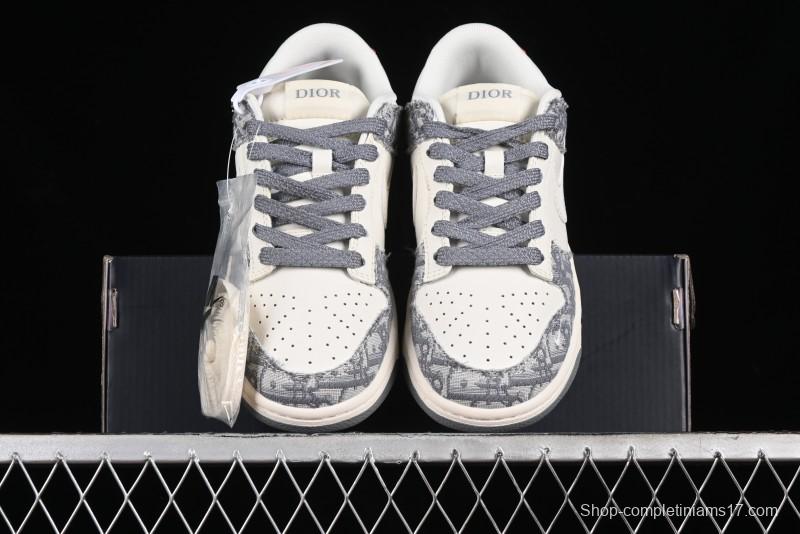 Nike SB Dunk Low Dior Collaboration - Suede Gray Anniversary High-End Custom Low-Top Casual Skate Shoes - XY1688-004