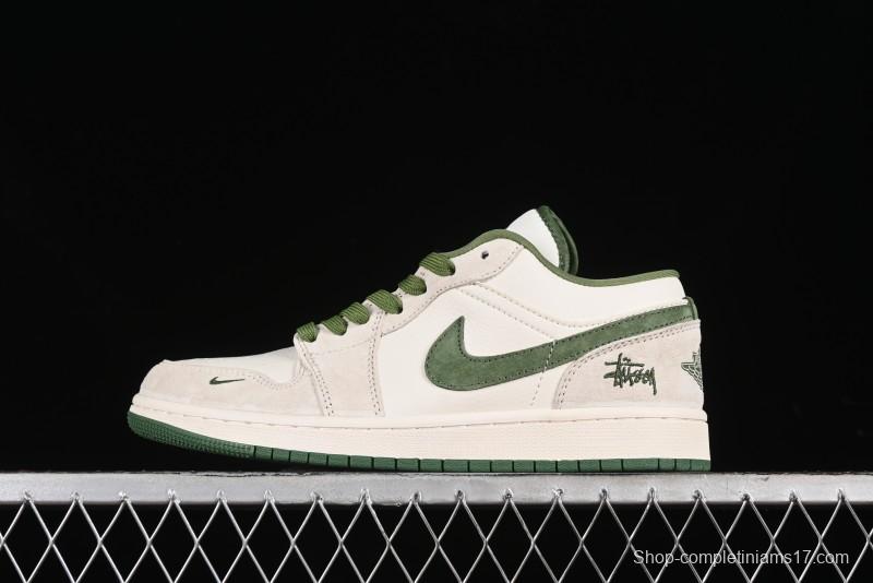 Nike Air Jordan 1 Low Stussy Collaboration Retro Basketball Shoes - DM5688-102