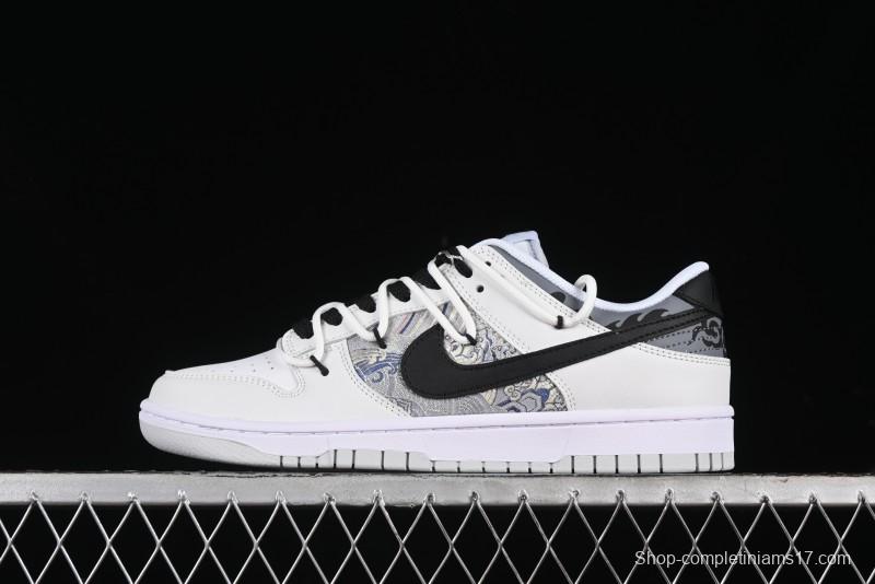 Nike Dunk Low CNY Year of the Dragon Limited Edition SB Lace-Up Casual Sneakers with Silver-White Design - DV0831-101