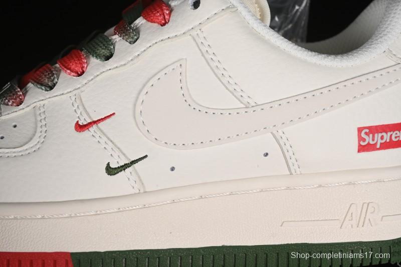 Nike Air Force 1 '07 Low Supreme Casual Sneakers in Beige Red Green - XZ6188-009