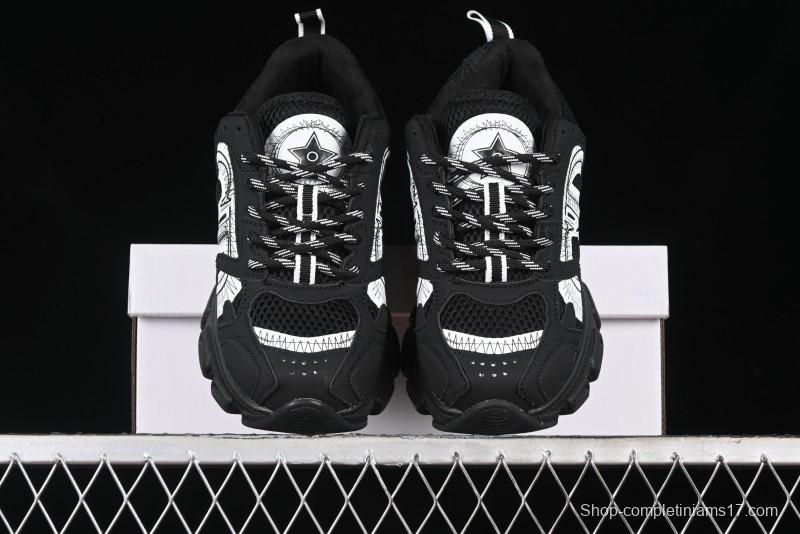 Dior Chrono Round Toe Lace-Up Lifestyle Casual Running Sneakers - 6865 BLACK WHITE