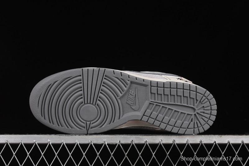 Nike SB Dunk Low Black Wukong Series - Light Gray Swoosh Anniversary Custom Low-Top Casual Skate Shoes - SJ1098-013