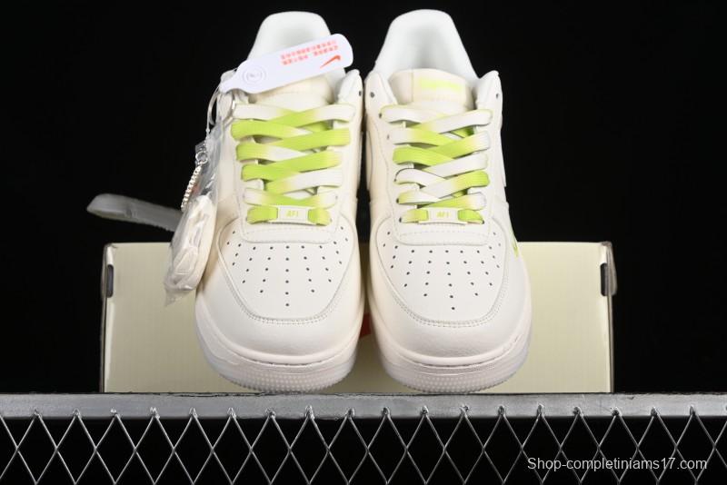 Nike Air Force 1 '07 Low Supreme Casual Sneakers in White-Fluorescent Green - BB7577-219