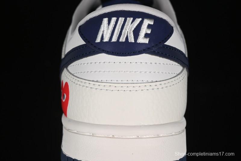 Nike SB Dunk Low Comme des Garcons Collaboration - Off-White Blue Swoosh Anniversary Custom Low-Top Casual Sneakers - KK1888-008