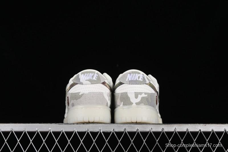 Nike SB Dunk Low Bape Collaboration - Crystal Camouflage Anniversary Custom Low-Top Casual Skate Shoes - JH8040-941