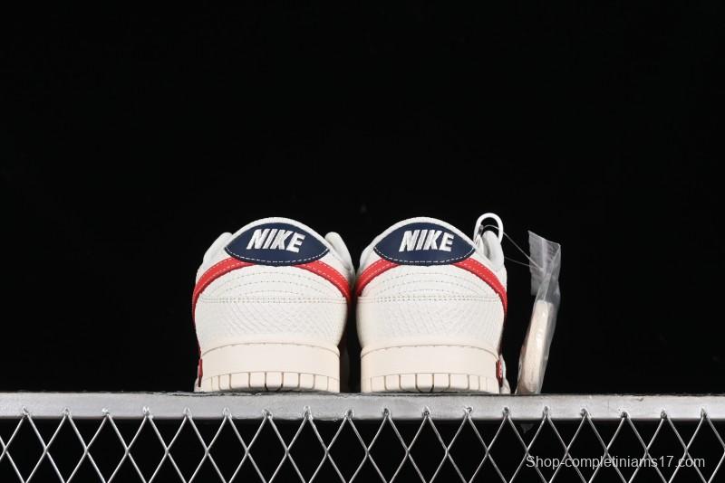 Nike SB Dunk Low Supreme Collaboration - White Dragon Scale Anniversary Custom Low-Top Casual Skate Shoes - BB8685-101