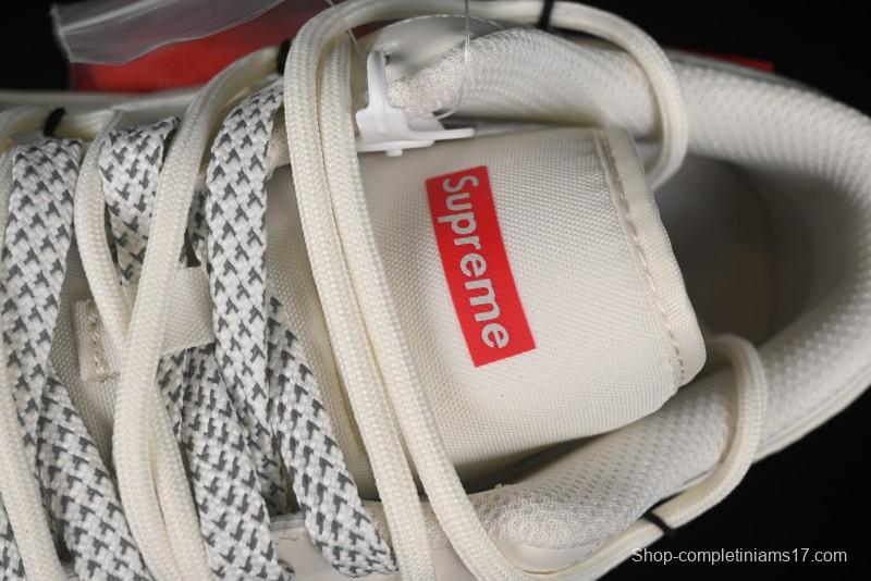 Nike Air Jordan 1 Low Supreme Collaboration - Retro Basketball Shoes in Off-White Red with Small Logo - SJ9950-017