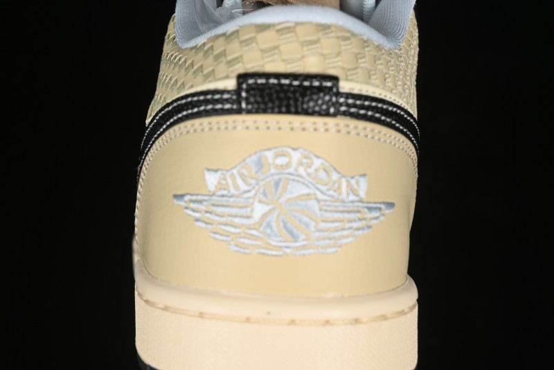 Nike Air Jordan 1 Low "Coconut Milk Black" Casual Basketball Shoes with Team Gold Accents - HQ3437-101