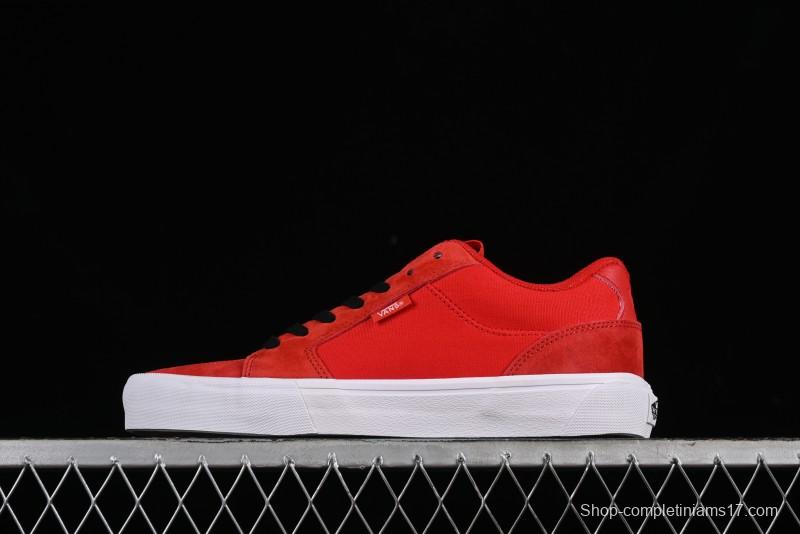 Vans Chukka Push Low-Top Skate Shoes in Solid Red with Slip-Resistant Sole - VN0009QPA05