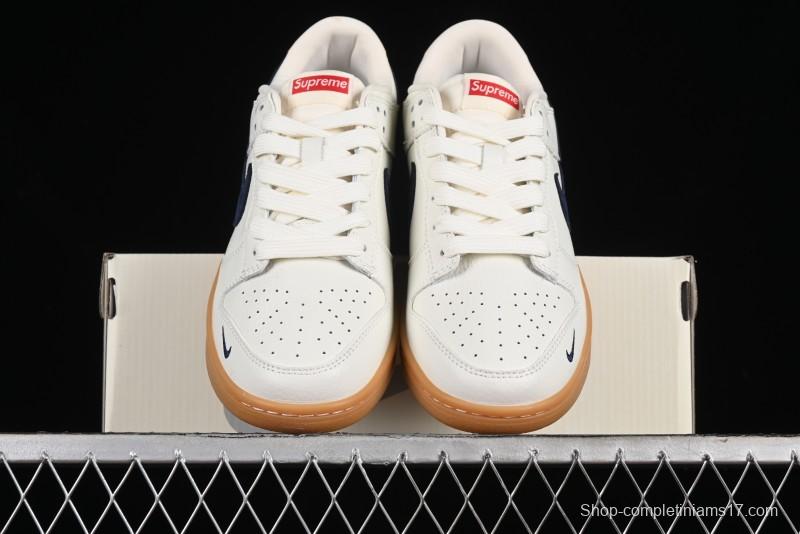 Nike SB Dunk Low Supreme Collaboration - Off White Gum Anniversary Customized Low-Top Casual Skate Shoes - JH8310-945