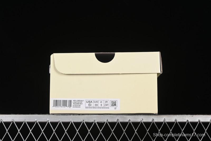 Nike Travis Scott x Fragment Design x Air Jordan 1 Low OG SP AJ1 Supreme Collaboration - Dark Blue Swoosh Low-Top Casual Sneakers - XZ2268-001