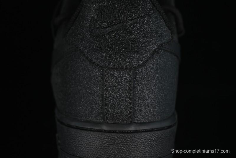 Nike Air Force 1 '07 Low Cleanfit High Street Retro Style All Black Star-Studded Diamond Accents Lace-Up Low-Top Casual Sneakers - ZH0316-030