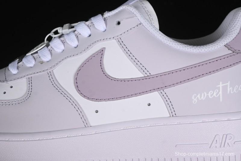Nike Air Force 1 '07 Low Casual Sneakers with Anime-Inspired Light Gray Purple Spray Paint Design - DY8899-004