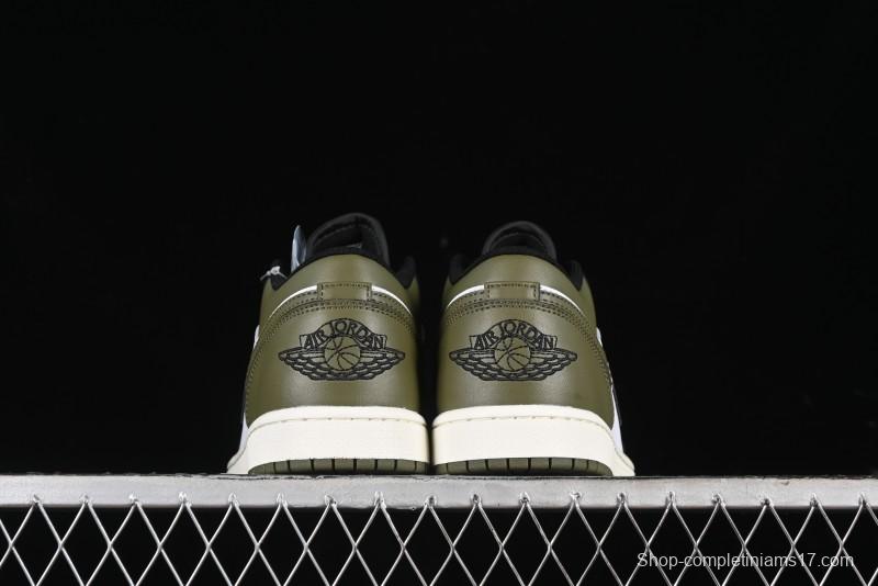 Nike Air Jordan 1 Low "Medium Olive" Retro Casual Sneakers - 553558-092