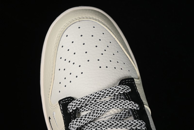 Nike SB Dunk Low Lightning Collaboration - Off White Black Double Swoosh Anniversary Custom Low-Top Casual Skate Shoes - XY1688-007