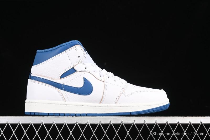 Nike Air Jordan 1 Mid Basketball Shoes Industrial Blue - FN5215-141