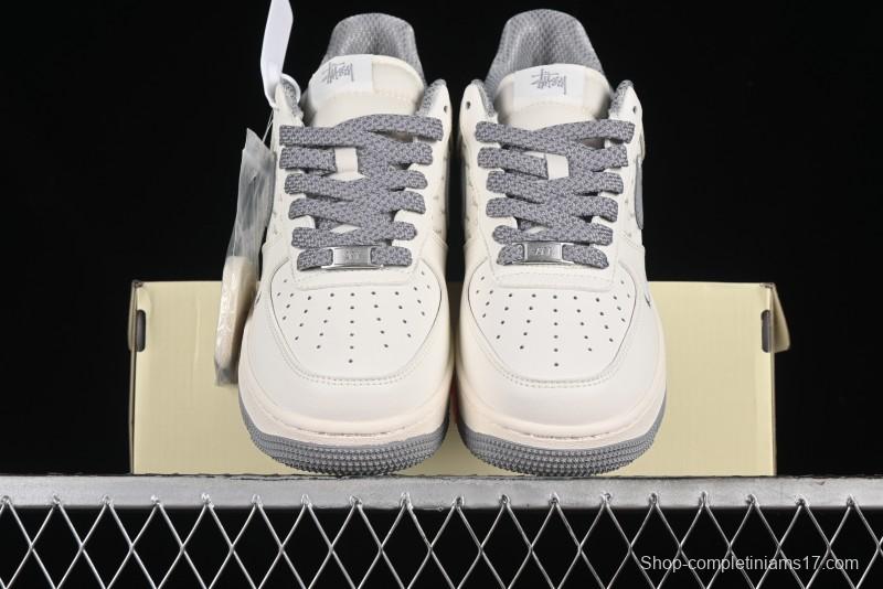 Nike Air Force 1 '07 Low Stussy Collaboration - Brushed Grey Low-Top Casual Sneakers - XZ3328-005