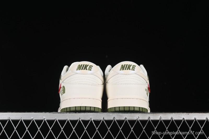 Nike SB Dunk Low Supreme The North Face Collaboration - Beige Green Reflective Swoosh Anniversary Custom Edition Low-Top Casual Skate Shoes - XX2025-638