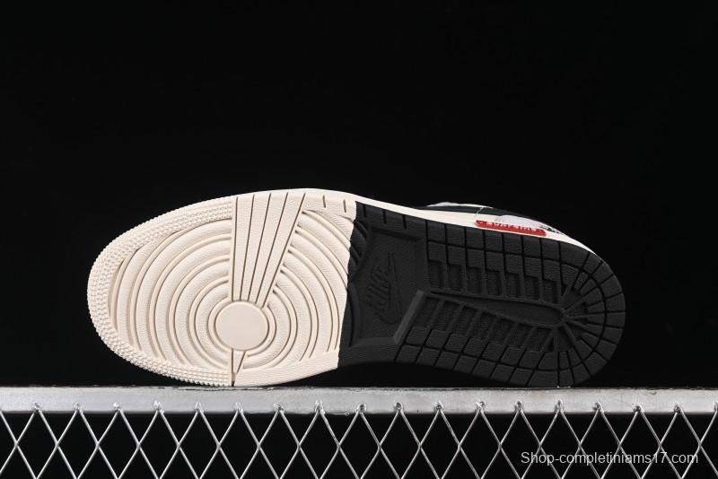 Nike Air Jordan 1 Low Stussy Collaboration - Grey Black Red Label Retro Basketball Shoes - SJ9950-034