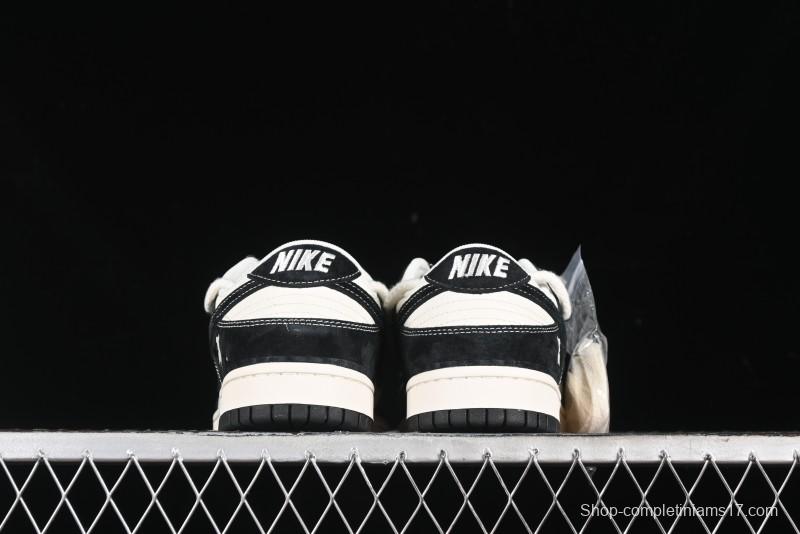 Nike SB Dunk Low Violent Bear Series - Lace-Up Beige with Black Swoosh Anniversary High-End Customized Low-Top Casual Skate Shoes - SJ2068-290