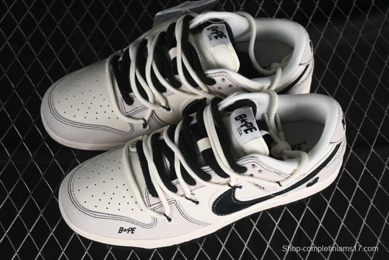 Nike SB Dunk Low BAPE Collaboration - Strap Black Hook Anniversary High-End Custom Low-Top Casual Skate Shoes SJ2068-299