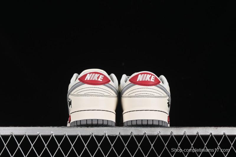 Nike SB Dunk Low Stussy Collaboration - Light Grey White Anniversary High-End Custom Low-Top Casual Skate Shoes - SJ2068-302