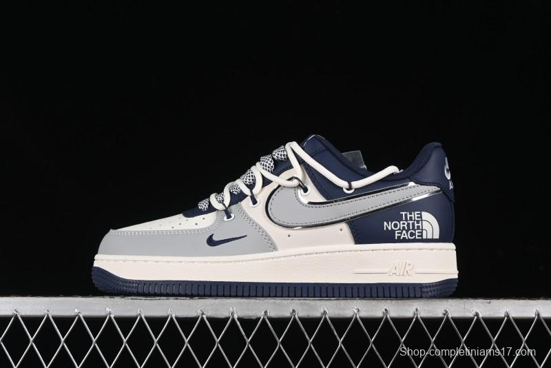 Nike Air Force 1 '07 Low The North Face Collaboration - Grey Blue Drawstring Low-Top Casual Sneakers - SJ1198-700